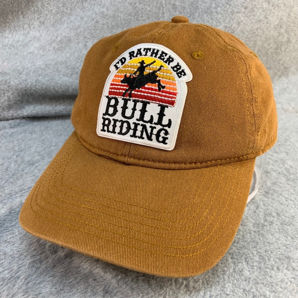 I'd Rather Be Bull Riding Kids Brown Old Navy Hat Western Rodeo Patch 2T-5T